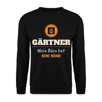 Gärtner – Mein Büro hat keine Wände - Unisex Pullover - Schwarz - Vorne - Alina (178cm) & Michal (187cm)