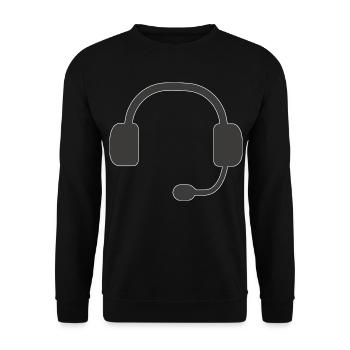Kopfhörer Silhouette Headset Gaming - Unisex Pullover - Schwarz - Vorne - Alina (178cm) & Michal (187cm)