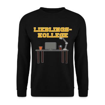 Lieblings-Kollege im Büro am Schreibtisch - Unisex Pullover - Schwarz - Vorne - Alina (178cm) & Michal (187cm)