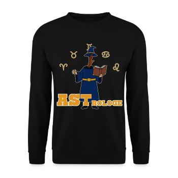 Lustiges Astrologe Horoskop Witz Sternzeichen - Unisex Pullover - Schwarz - Vorne - Alina (178cm) & Michal (187cm)