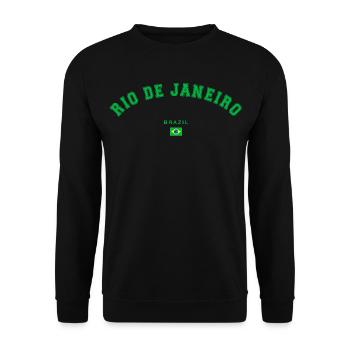 Rio de Janeiro Brazil Flag College Look - Unisex Pullover - Schwarz - Vorne - Alina (178cm) & Michal (187cm)