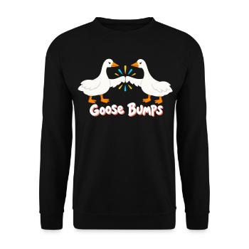 Komische Gänse High Five Lustige Gänsehaut - Unisex Pullover - Schwarz - Vorne - Alina (178cm) & Michal (187cm)