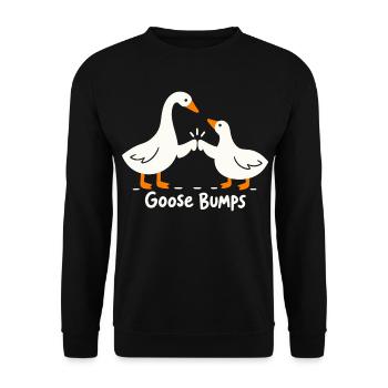 Big und Little Goose lustige Gänsehaut - Unisex Pullover - Schwarz - Vorne - Alina (178cm) & Michal (187cm)