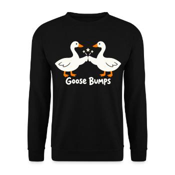 Gänse-Sternflügel-Bauch Lustige Gänsehaut - Unisex Pullover - Schwarz - Vorne - Alina (178cm) & Michal (187cm)