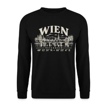 Wien Österreich Skyline Stephansdom Architektur - Unisex Pullover - Schwarz - Vorne - Alina (178cm) & Michal (187cm)