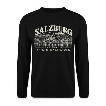 Salzburg Festung Hohensalzburg Skyline Österreich - Unisex Pullover - Schwarz - Vorne - Alina (178cm) & Michal (187cm)