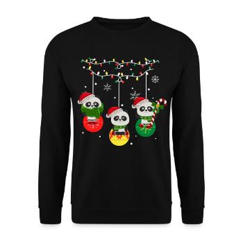 Panda Weihnachten - Unisex Pullover - Schwarz - Vorne - Alina (178cm) & Michal (187cm)