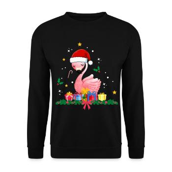 Flamingo Weihnachten - Unisex Pullover - Schwarz - Vorne - Alina (178cm) & Michal (187cm)