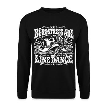 Bürostress Ade Line Dance - Unisex Pullover - Schwarz - Vorne - Alina (178cm) & Michal (187cm)