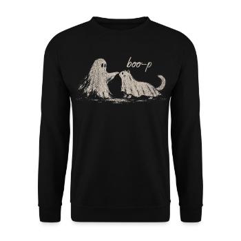Boo-p Halloween Geist Otter Kostüm Wassermarder - Unisex Pullover - Schwarz - Vorne - Alina (178cm) & Michal (187cm)