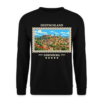 Deutschland Nürnberg Vintage Reisemarke - Unisex Pullover - Schwarz - Vorne - Alina (178cm) & Michal (187cm)