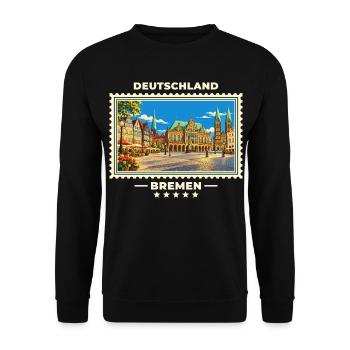 Deutschland Bremen Vintage Reisemarke - Unisex Pullover - Schwarz - Vorne - Alina (178cm) & Michal (187cm)