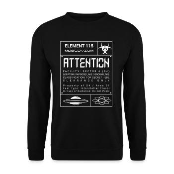 Element 115 S4 Blueprint - Geheime Area 51 - Unisex Pullover - Schwarz - Vorne - Alina (178cm) & Michal (187cm)