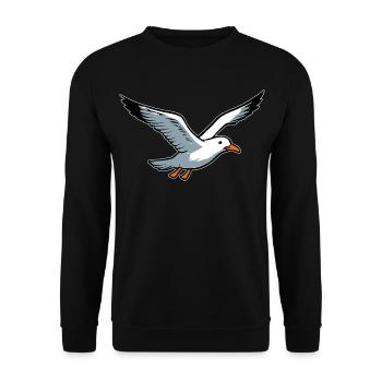fliegende Möwe - Unisex Pullover - Schwarz - Vorne - Alina (178cm) & Michal (187cm)