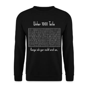 1000 Puzzle-Profi puzzlen Hobby lustiger Spruch - Unisex Pullover - Schwarz - Vorne - Alina (178cm) & Michal (187cm)