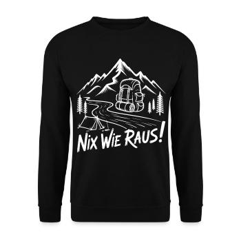 Nix wie raus Bergabenteuer - Unisex Pullover - Schwarz - Vorne - Alina (178cm) & Michal (187cm)