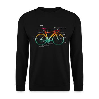 Fahrrad Teile Anatomie im Retro-Design - Unisex Pullover - Schwarz - Vorne - Alina (178cm) & Michal (187cm)