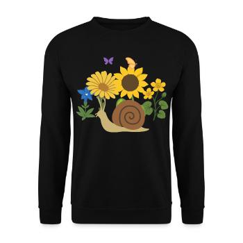 Schnecke Blumen Kinder Geschenkidee Design - Unisex Pullover - Schwarz - Vorne - Alina (178cm) & Michal (187cm)