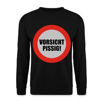 Vorsicht pissig - Unisex Pullover - Schwarz - Vorne - Alina (178cm) & Michal (187cm)