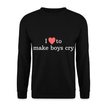 I love to make boys cry - Unisex Pullover - Schwarz - Vorne - Alina (178cm) & Michal (187cm)