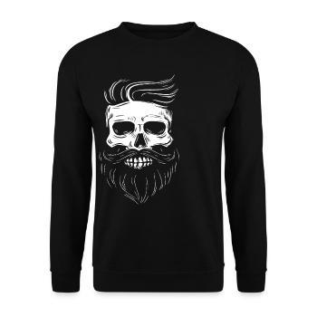 Hipster skull with hipster hair and mustache - Unisex Sweatshirt - black - Front - Alina (178cm) & Michal (187cm)