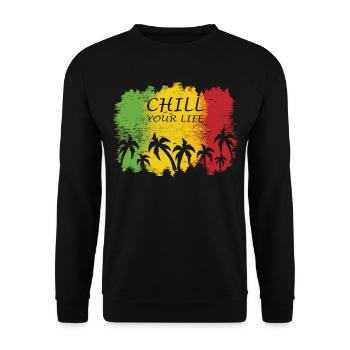 Jamaika Chill your life Design - Unisex Pullover - Schwarz - Vorne - Alina (178cm) & Michal (187cm)