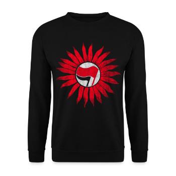 ANTIFASCHISTISCHE AKTION ANTIFA INTERNATIONAL - Unisex Pullover - Schwarz - Vorne - Alina (178cm) & Michal (187cm)
