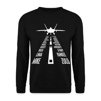 Flying F-22 Raptor Pilot Phonetic Alphabet La - Unisex Sweatshirt - black - Front - Alina (178cm) & Michal (187cm)
