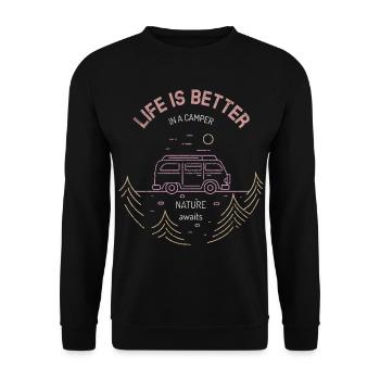 Camping Camping Caravanes Camping - Sweat-shirt Unisexe - noir - Devant - Alina (178cm) & Michal (187cm)