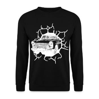 Trabi  Oldtimer Mauerfall Ostalgie Ossi - Unisex Pullover - Schwarz - Vorne - Alina (178cm) & Michal (187cm)