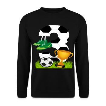 Football 3 Anniversaire Joueur de football Football - Sweat-shirt Unisexe - noir - Devant - Alina (178cm) & Michal (187cm)
