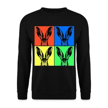 Easter Rabbit Pop Art at Easter for Easter - Unisex Sweatshirt - black - Front - Alina (178cm) & Michal (187cm)