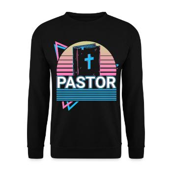 Pastor Christian Church Preacher Retro Gift - Unisex Sweatshirt - black - Front - Alina (178cm) & Michal (187cm)