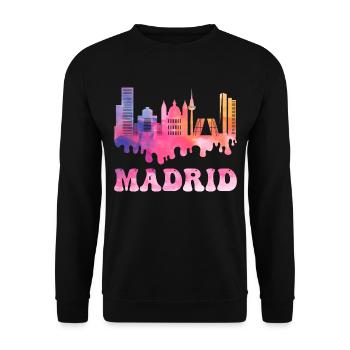 Madrid Espagne City Skyline Splash Vacances colorées - Sweat-shirt Unisexe - noir - Devant - Alina (178cm) & Michal (187cm)