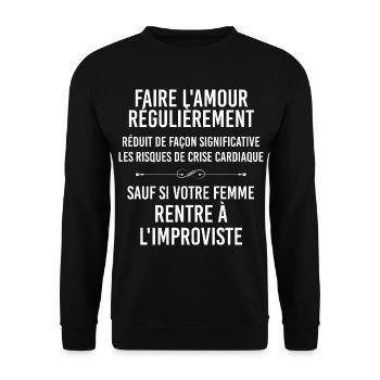 Humour Homme Marié Cadeau De Ma Femme - Sweat-shirt Unisexe - noir - Devant - Alina (178cm) & Michal (187cm)