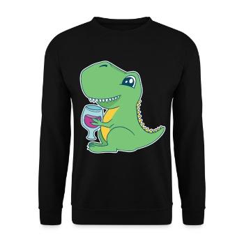 Dino Wine Dinosaur T-Rex Red Wine Glass Alcohol - Unisex Sweatshirt - black - Front - Alina (178cm) & Michal (187cm)