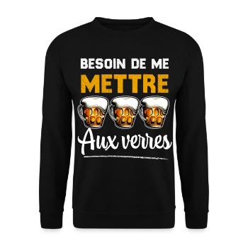 J'ai Besoin de me mettre aux verres - Sweat-shirt Unisexe - noir - Devant - Alina (178cm) & Michal (187cm)