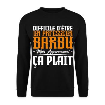 professeur barbu, citations barbe, cadeau Idée - Sweat-shirt Unisexe - noir - Devant - Alina (178cm) & Michal (187cm)
