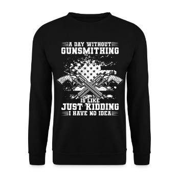 Armourer | Weapons Forging Blacksmith Gifts - Unisex Sweatshirt - black - Front - Alina (178cm) & Michal (187cm)