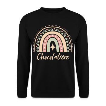 Cadeau Chocolatière. Boho Rainbow chocolatière. - Sweat-shirt Unisexe - noir - Devant - Alina (178cm) & Michal (187cm)