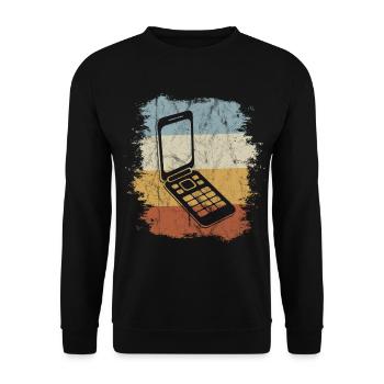 Rétro Old School Folding Phone Vintage Flipphone - Sweat-shirt Unisexe - noir - Devant - Alina (178cm) & Michal (187cm)