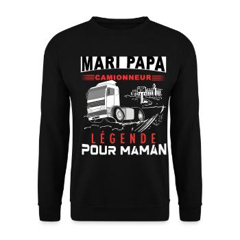 Mari papa camionneur légende pour maman - Sweat-shirt Unisexe - noir - Devant - Alina (178cm) & Michal (187cm)