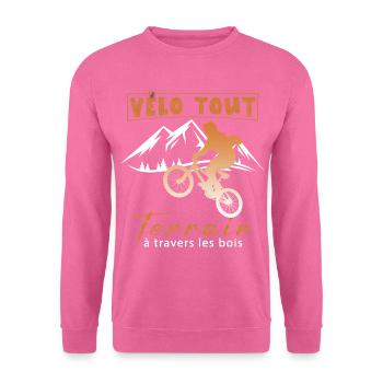 Vélo tout terrain à travers les bois - Sweat-shirt Unisexe - rose - Devant