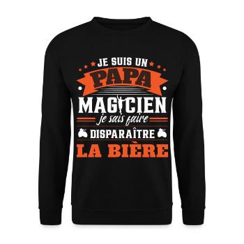 Je Suis Un Papa Magicien | Fête des Pères | Père - Sweat-shirt Unisexe - noir - Devant - Alina (178cm) & Michal (187cm)