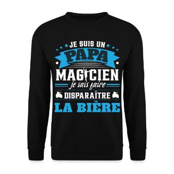 Je Suis Un Papa Magicien - Sweat-shirt Unisexe - noir - Devant - Alina (178cm) & Michal (187cm)