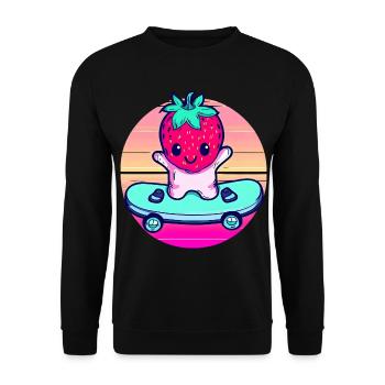 Strawberry skateboard in sunset - Unisex Sweatshirt - black - Front - Alina (178cm) & Michal (187cm)