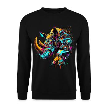 Rhinocéros coloré créatif mécanique - Sweat-shirt Unisexe - noir - Devant - Alina (178cm) & Michal (187cm)