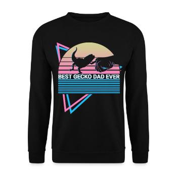 Leopard Gecko Papa Retro - Unisex Pullover - Schwarz - Vorne - Alina (178cm) & Michal (187cm)