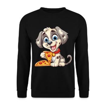 Pizza Dog Pizza Lover Dog Lover Cartoon - Sweat-shirt Unisexe - noir - Devant - Alina (178cm) & Michal (187cm)