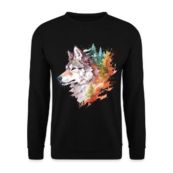 Wolf Wolf’s Head Nature Wilderness Adventure Art forestier - Sweat-shirt Unisexe - noir - Devant - Alina (178cm) & Michal (187cm)
